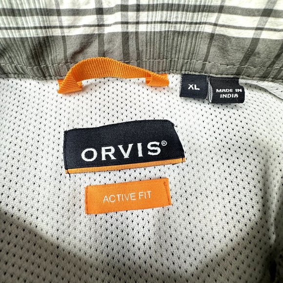 Orvis Men's Long Sleeve Button Down Plaid Olive Green and‎ Light Mint Green Size - Picture 8 of 11